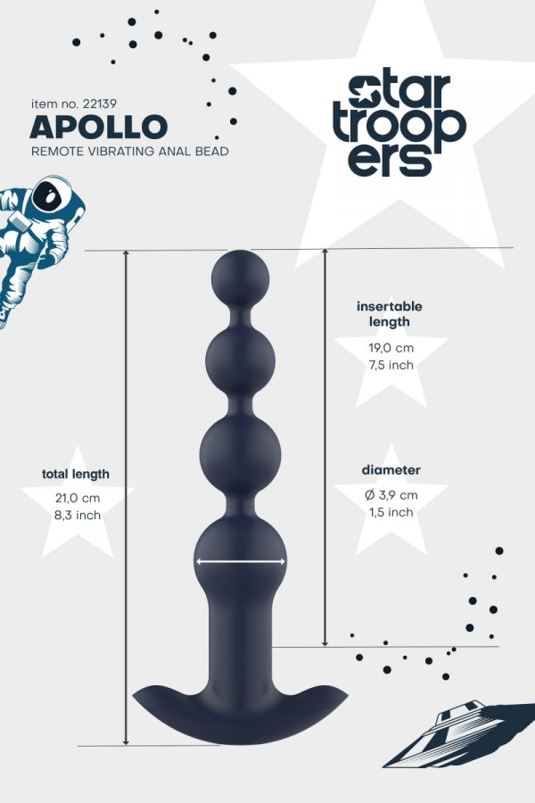 Dream Toys StarTroopers Apollo Remote Vibrating Anal Bead - kulki analne z wibracjami (granatowy)