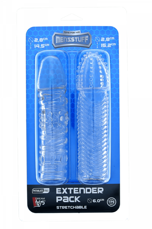 Dream Toys Menzstuff Penis Extender Pack Clear - zestaw nakładek na penisa (przezroczysty)