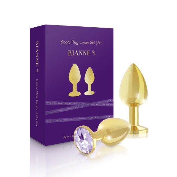 Rianne S zestaw korków analnych - Boooty Plug Luxury Set 2x (złoty)