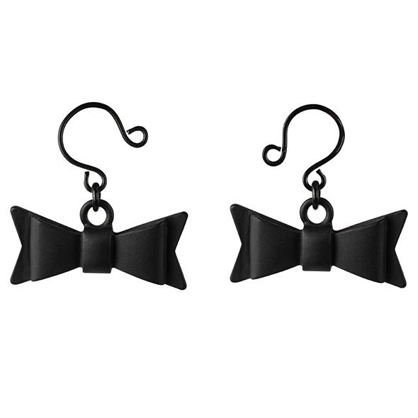 Sportsheets - Sincerely Bow Tie Nipple Jewelry - kolczyki na sutki (czarny)