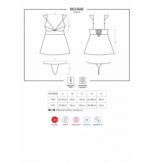 Obsessive 863-BAB-3 koszulka babydoll S/M (czerwony)