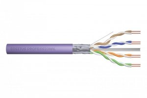 Kabel instalacyjny DIGITUS kat.6, F/UTP, Dca, AWG23/1, LSOH, 305m, fioletowy, szpula