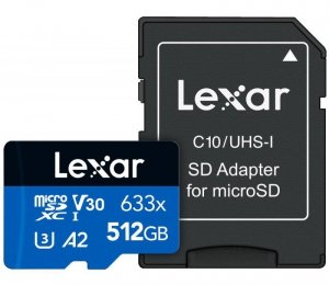 MEMORY MICRO SDXC 512GB UHS-I/W/ADAPTER LSDMI512BB633A LEXAR