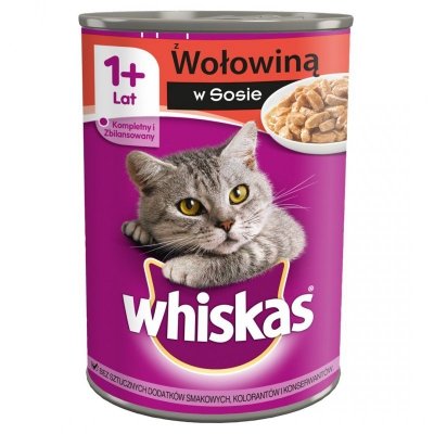 WHISKAS Adult Wołowina w sosie - mokra karma dla kota - 400 g