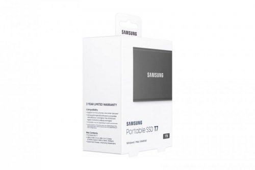 Dysk zewnętrzny SSD Samsung T7 (1TB; USB 3.2; szary; MU-PC1T0T/WW)