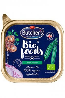 Butcher&#039;s Bio Foods Dog - mokra karma dla psa z indykiem w formie pasztetu - tacka 150 g