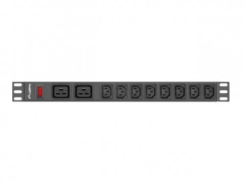 LANBERG LISTWA ZASILAJĄCA RACK 19&quot; PDU PDU-02I1908I-0200-C20-BK (1U, 16A, 2X C19, 8X IEC C13, 2M, WTYK C20)