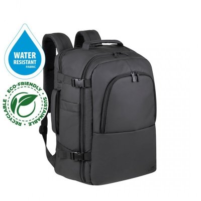 RIVACASE PLECAK NA LAPTOP 17,3&quot; TEGEL ECO, CZARNY, MATERIAŁ WODOODPORNY, EKO RPET, KIESZENIE NA SMARTFON, DOKUMENTY,AKCESOR