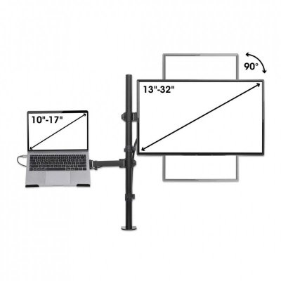 Uchwyt biurkowy Manhattan 13&quot;-32&quot;, z półką na laptopa