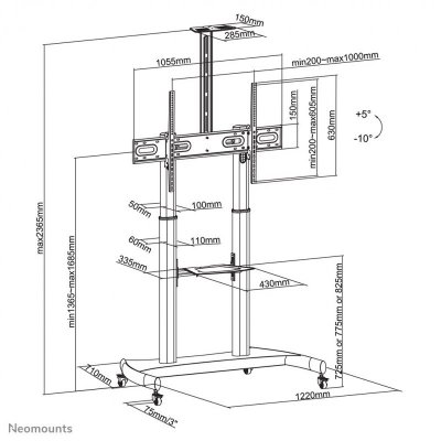 Neomounts by Newstar PLASMA-M1950E uchwyt do tablic informacyjnych 2,54 m (100&quot;) Czarny
