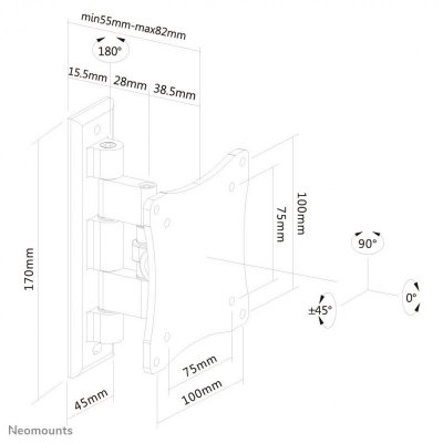 Neomounts FPMA-W810 uchwyt do telewizorów 68,6 cm (27&quot;) Srebrny