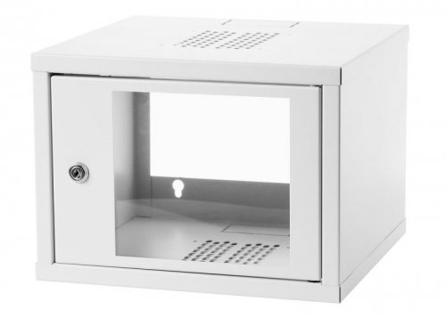 Szafka wisząca 19&#039;&#039; 4U 568x400 drzwi szklane RAL7035