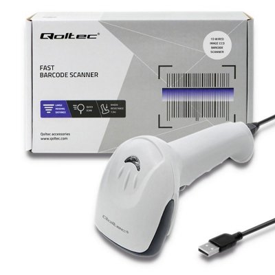 QOLTEC CZYTNIK KODÓW KRESKOWYCH 1D | CCD | USB | BIAŁY