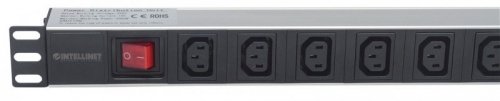 Intellinet 163620 rozdzielacz zasilania PDU 8 x gniazdo sieciowe 1U Czarny, Srebrny