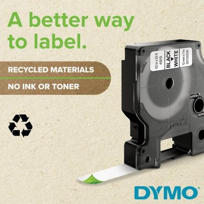 DYMO D1 - Standard Etykiety - Czarny na zielonym - 12mm x 7m