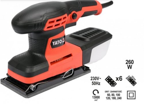 Yato YT-82230 przenośna szlifierka Losowa szlifierka oscylacyjna Czarny, Pomarańczowy 260 W