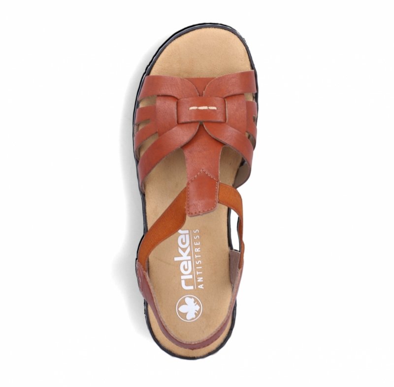 Sandałki brązowe 37 RIEKER 62918 na koturnie platformie brąz