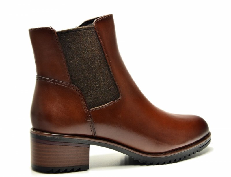 Botki 39 MARCO TOZZI skóra 25376 brązowe skórzane brąz