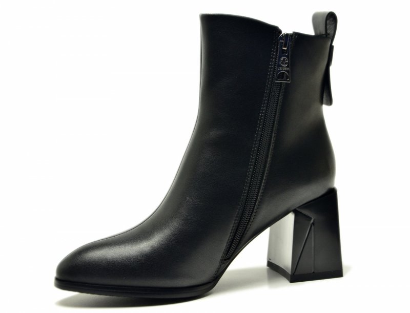 Botki 38 VINCEZA 66812 skóra czarne na obcasie skórzane damskie