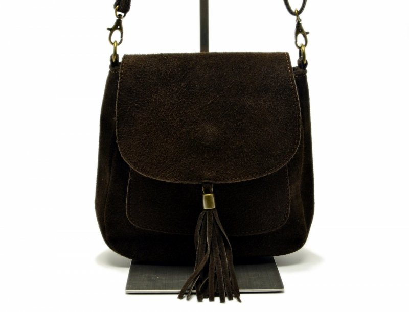 TOREBKA skóra listonoszka brązowa MIKO skórzana brąz zamsz 