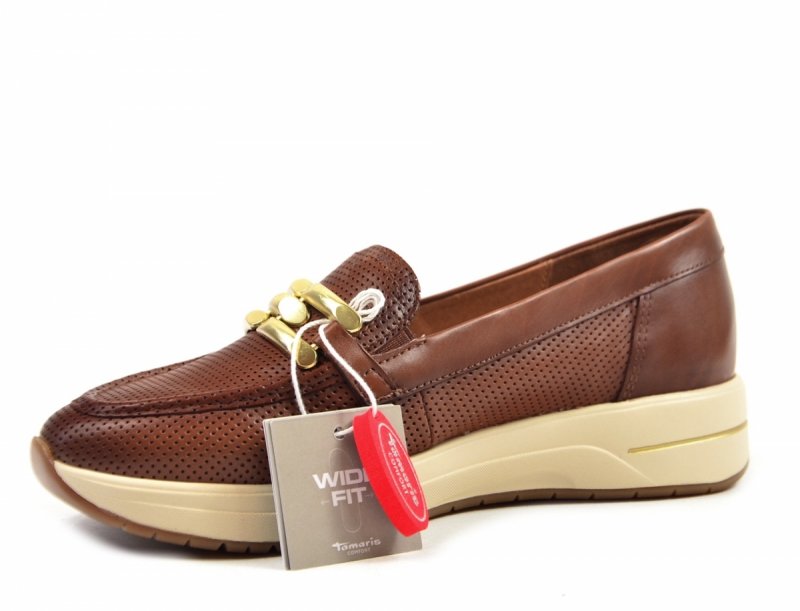 Mokasyny 39 TAMARIS 84700 skóra brązowe skórzane półbuty 