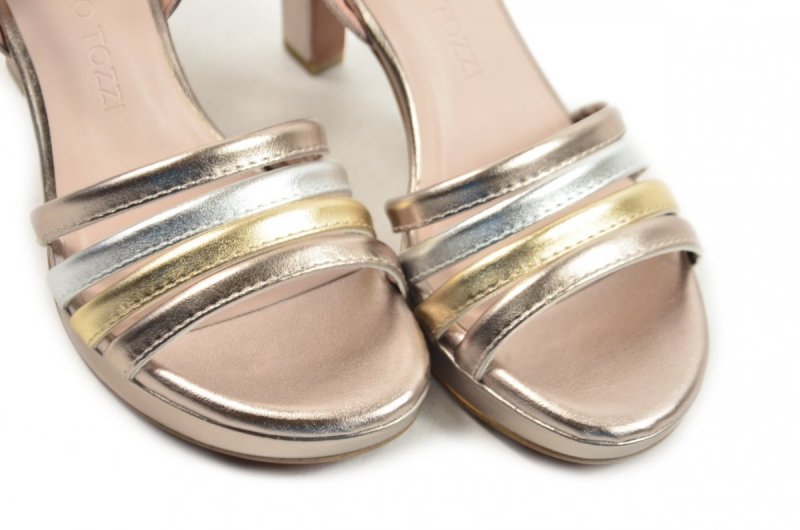 Sandałki 39 MARCO TOZZI 28309 różowe złote srebrne metaliczne