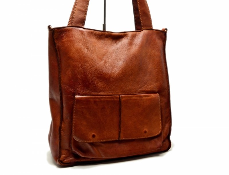 TOREBKA MIKO skóra camel vintage brązowa brąz duża