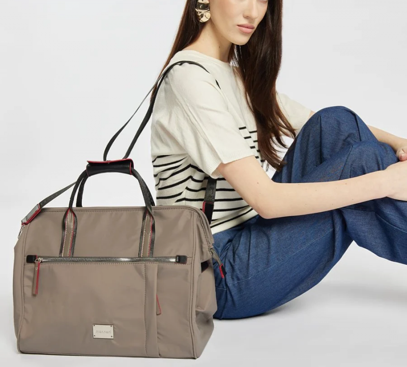 Torba podróżna MONNARI 2430 szara beżowa damska