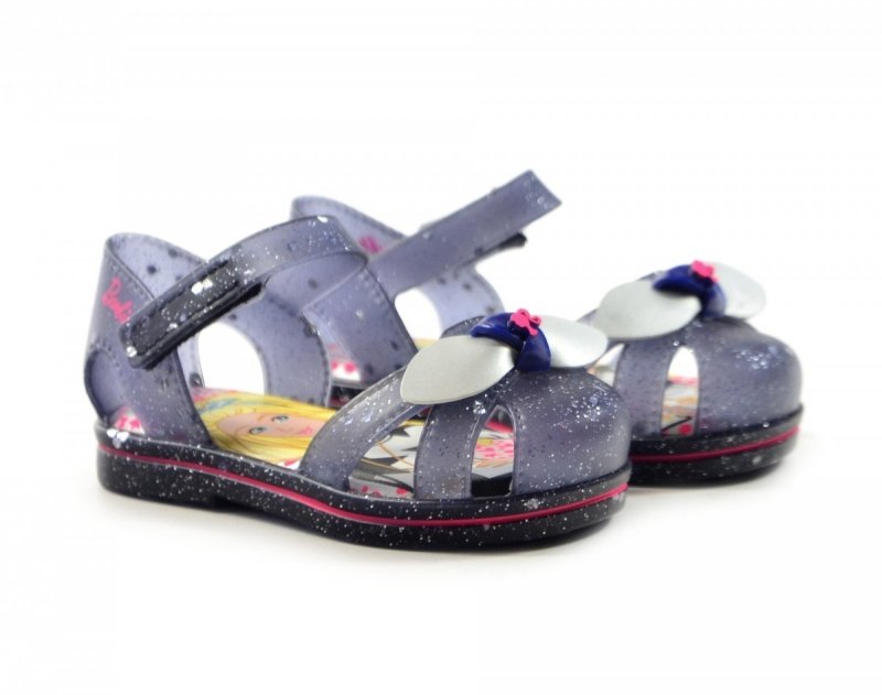 Sandałki 22/23 GRENDENE KIDS 22353 BARBIE szare srebrne brokat