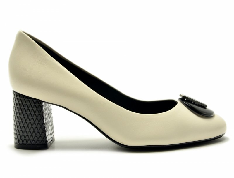 Czółenka 39 skóra złamana biel póbuty 11804 na obcasie CAPELLI ROSSI