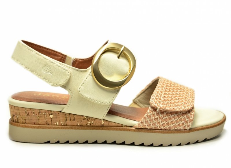 Sandały beż 36 JANA 28776 na platformie koturnie beżowe kremowe