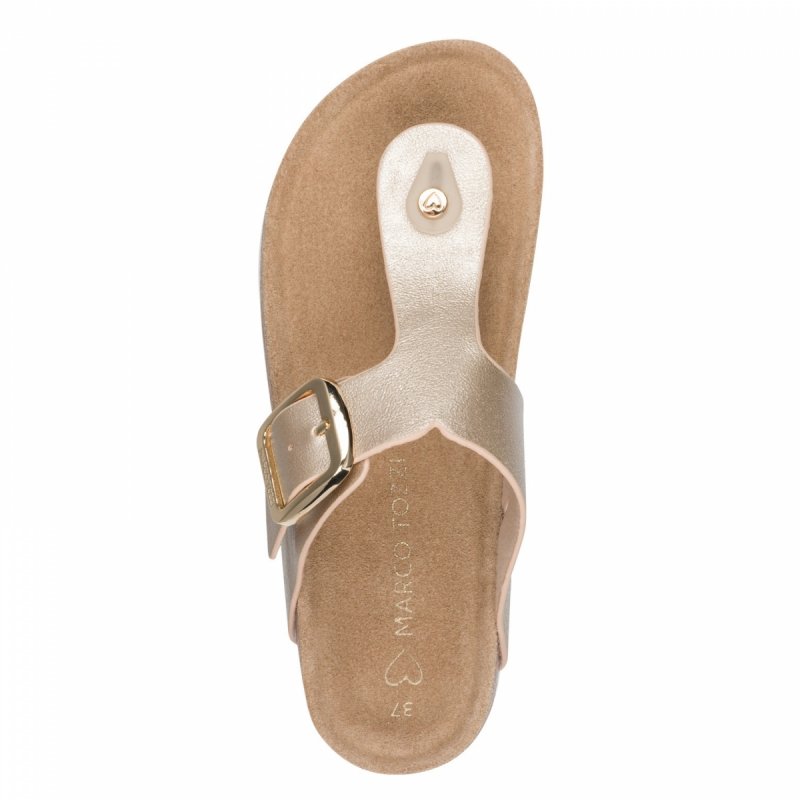 Klapki japonki złote 39 MARCO TOZZI 27120 płaskie