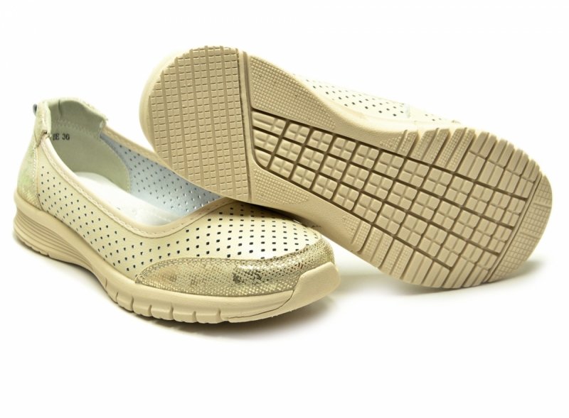 Półbuty 37 baleriny skóra VINCEZA 95369 beżowe skórzane beż ażurowane