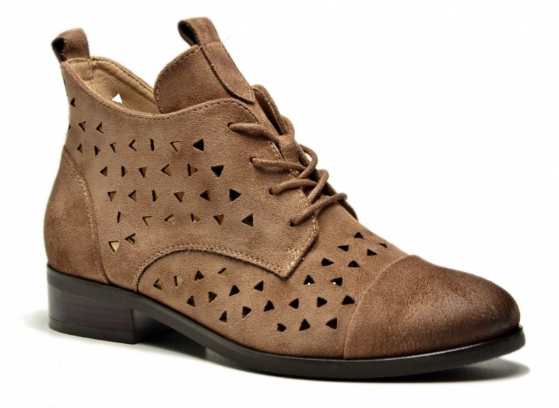 Botki 39 beżowe VINCEZA 58620 ażurowane zamsz beż damskie