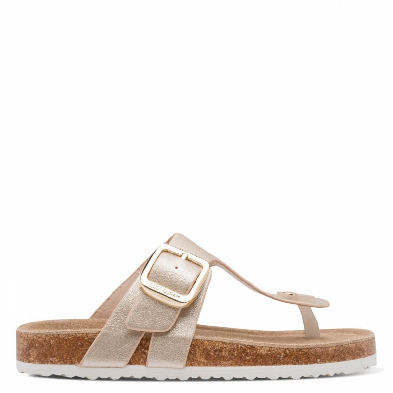 Klapki japonki złote 36 MARCO TOZZI 27120 płaskie