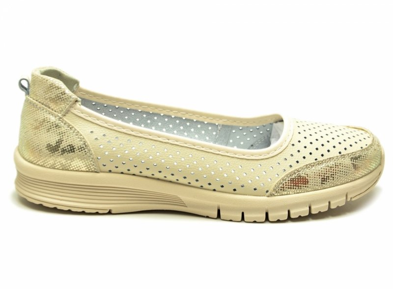 Półbuty 40 baleriny skóra VINCEZA 95369 beżowe skórzane beż ażurowane