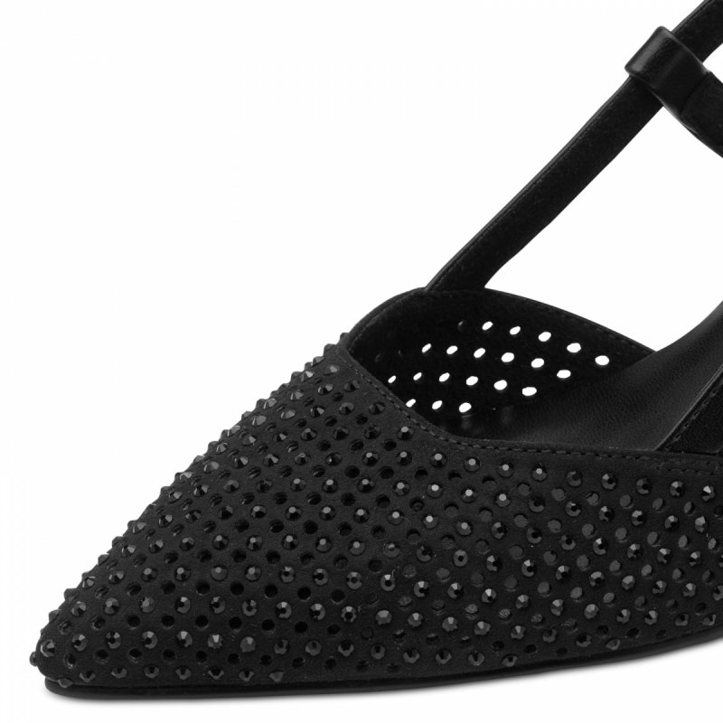 Czółenka czarne 36 MARCO TOZZI 29667 z odkrytą piętą