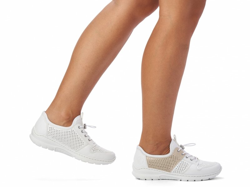 Półbuty sneakersy 37 RIEKER L3254 białe złote damskie żurowane