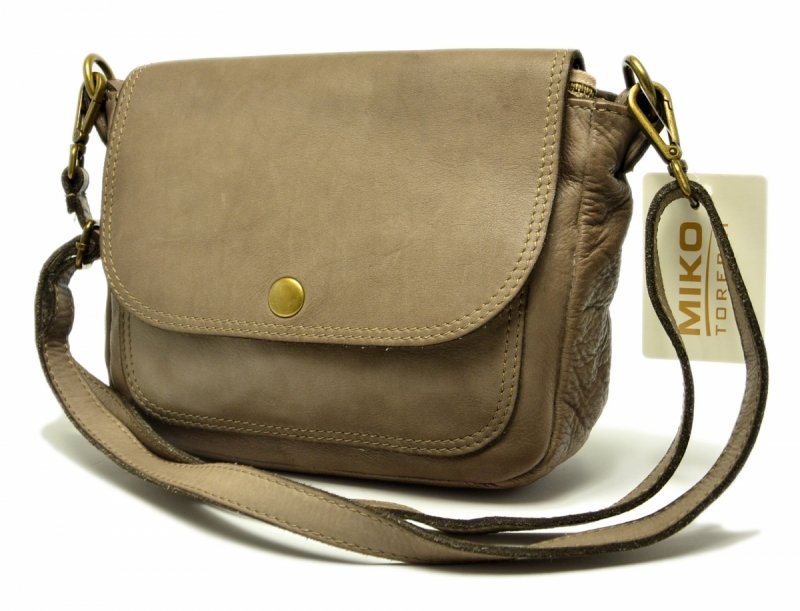 TOREBKA listonoszka MIKO skóra taupe vintage skórzana damska