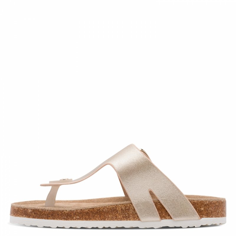 Klapki japonki złote 39 MARCO TOZZI 27120 płaskie