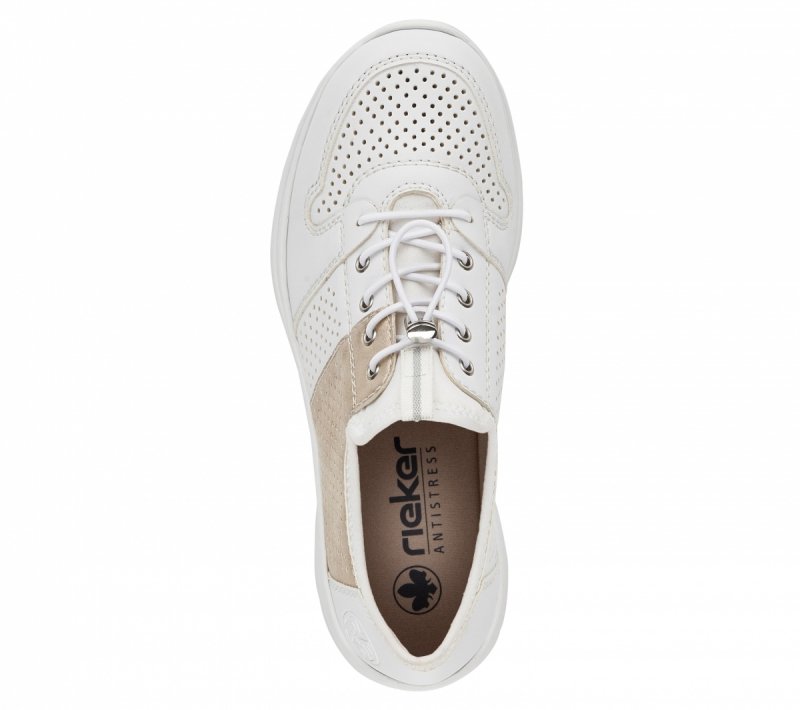Półbuty sneakersy 40 RIEKER L3254 białe złote damskie żurowane