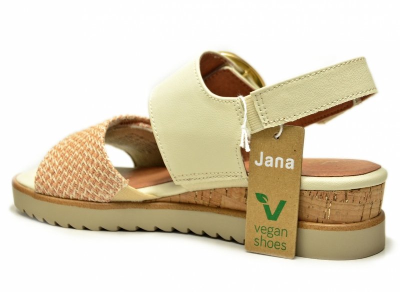 Sandały beż 36 JANA 28776 na platformie koturnie beżowe kremowe
