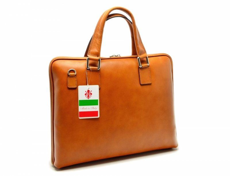 TOREBKA aktówka MIKO skóra camel skórzana