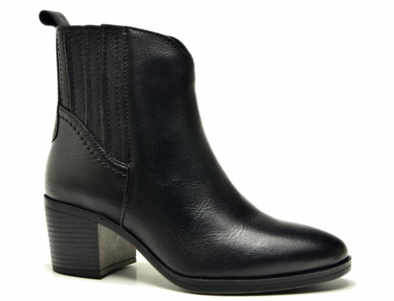 Botki 36 MARCO TOZZI skóra 25365 czarne skórzane kowbojki