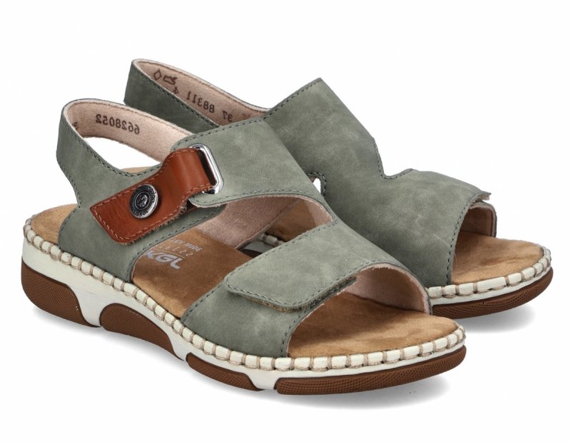 Sandałki zielone 41 RIEKER 66280 płaskie damskie