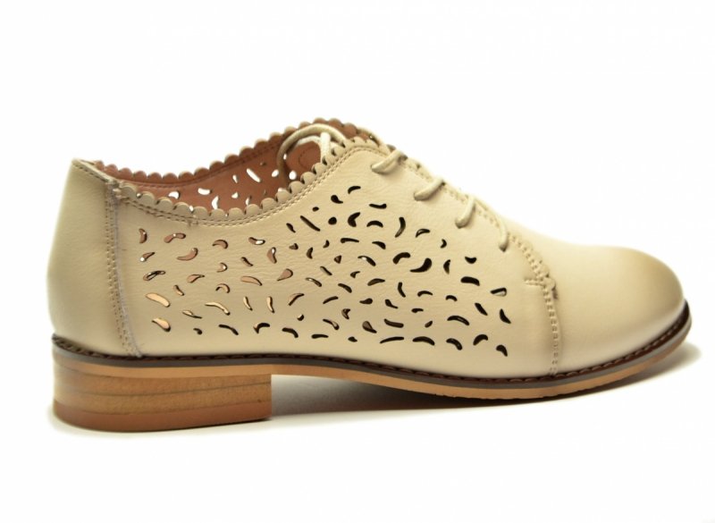 Półbuty beżowe 37 skóra oxfordy CAMBELL 19386 ażurowane damskie skórzane beż