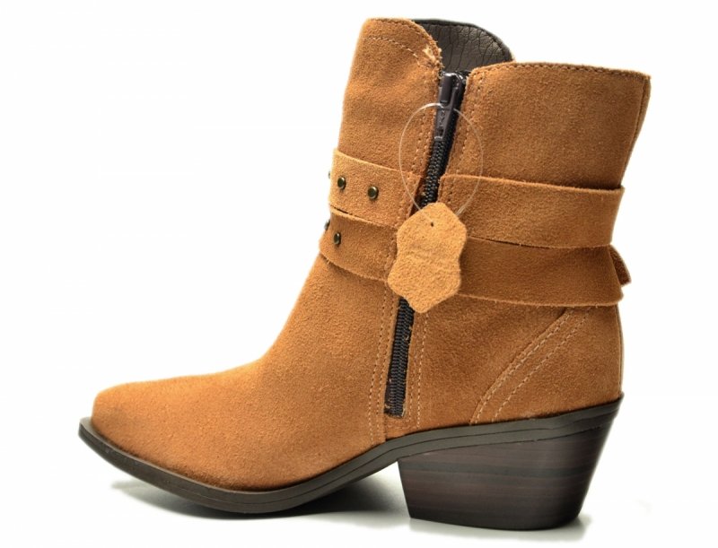 Botki 41 BOTTERO 347707 skóra kowbojki brązowe skórzane zamsz brąz