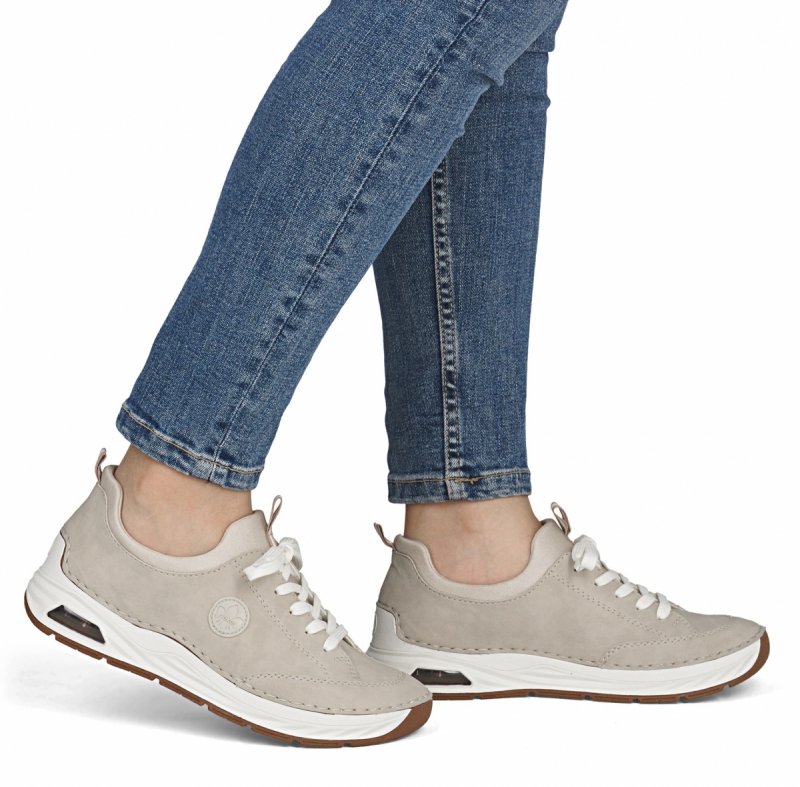 Sneakersy 40 RIEKER 44562 beżowe damskie półbuty beż