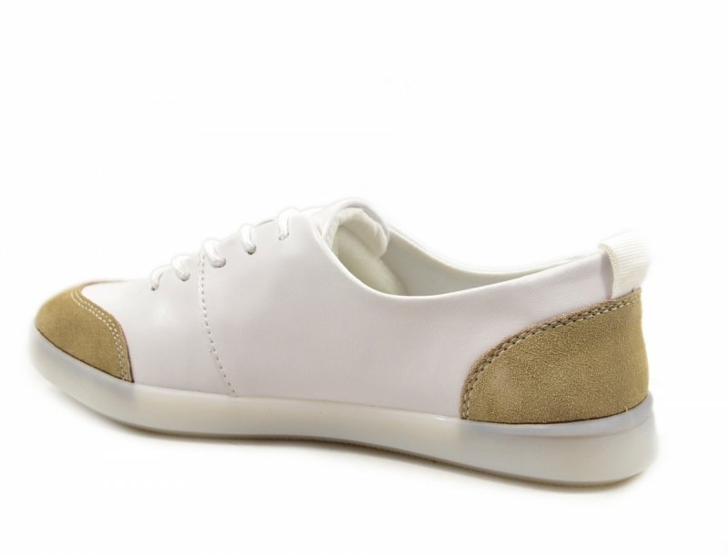 Półbuty sneakersy 41 skóra FILIPPO 6130 białe skórzane beżowe