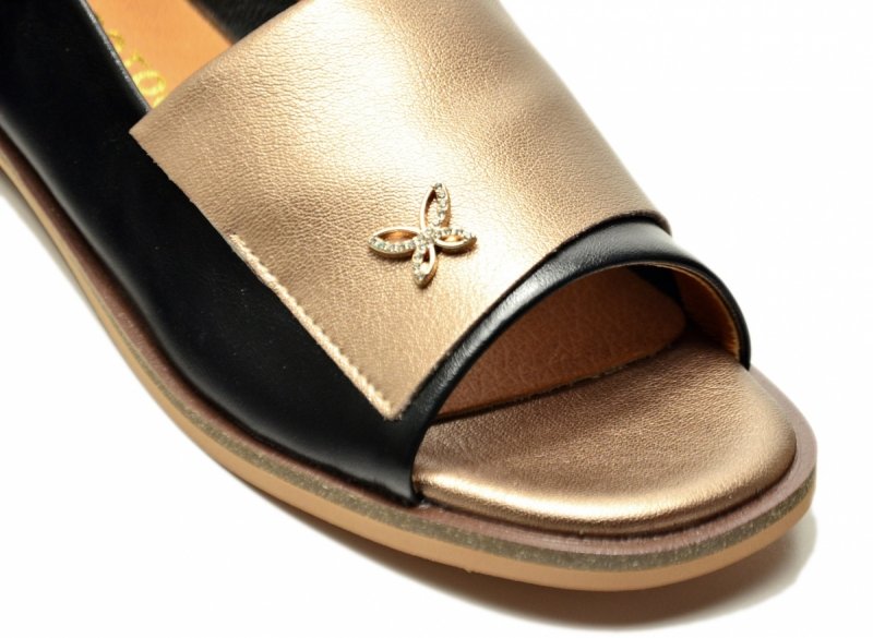 Baleriny czarne złote 38 skóra bez palcy POTOCKI 19397 damskie skórzane 